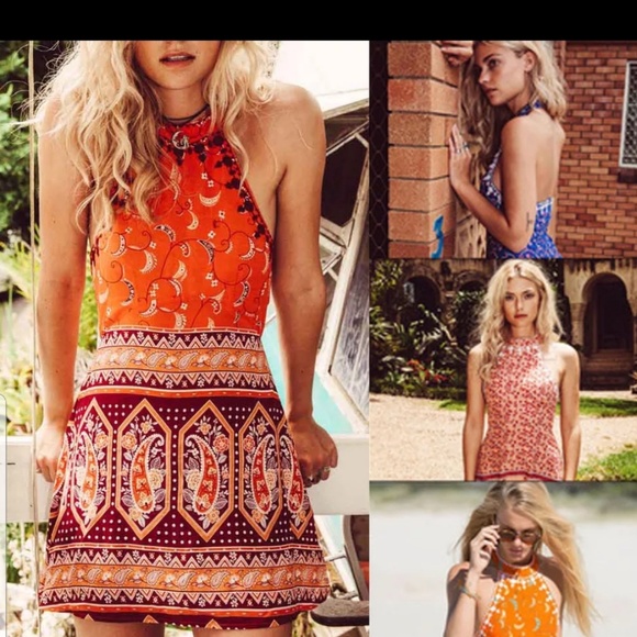 Other - NEW Coral halter summer beach mini dress